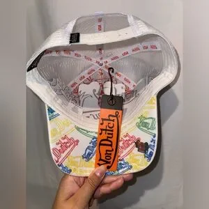 VON DUTCH Neon White ⚪️ Trucker Hat MSRP $89 Von Dutch Neon Logo White Trucker Hat New | Mercari main image 4